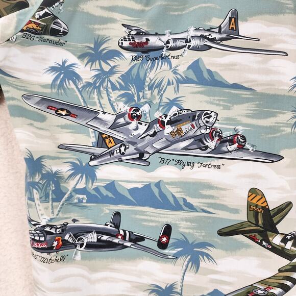 Kalaheo Hawaiian Shirt 2XL Size Men's Button Up Military Planes Liberator - Picture 10 of 14